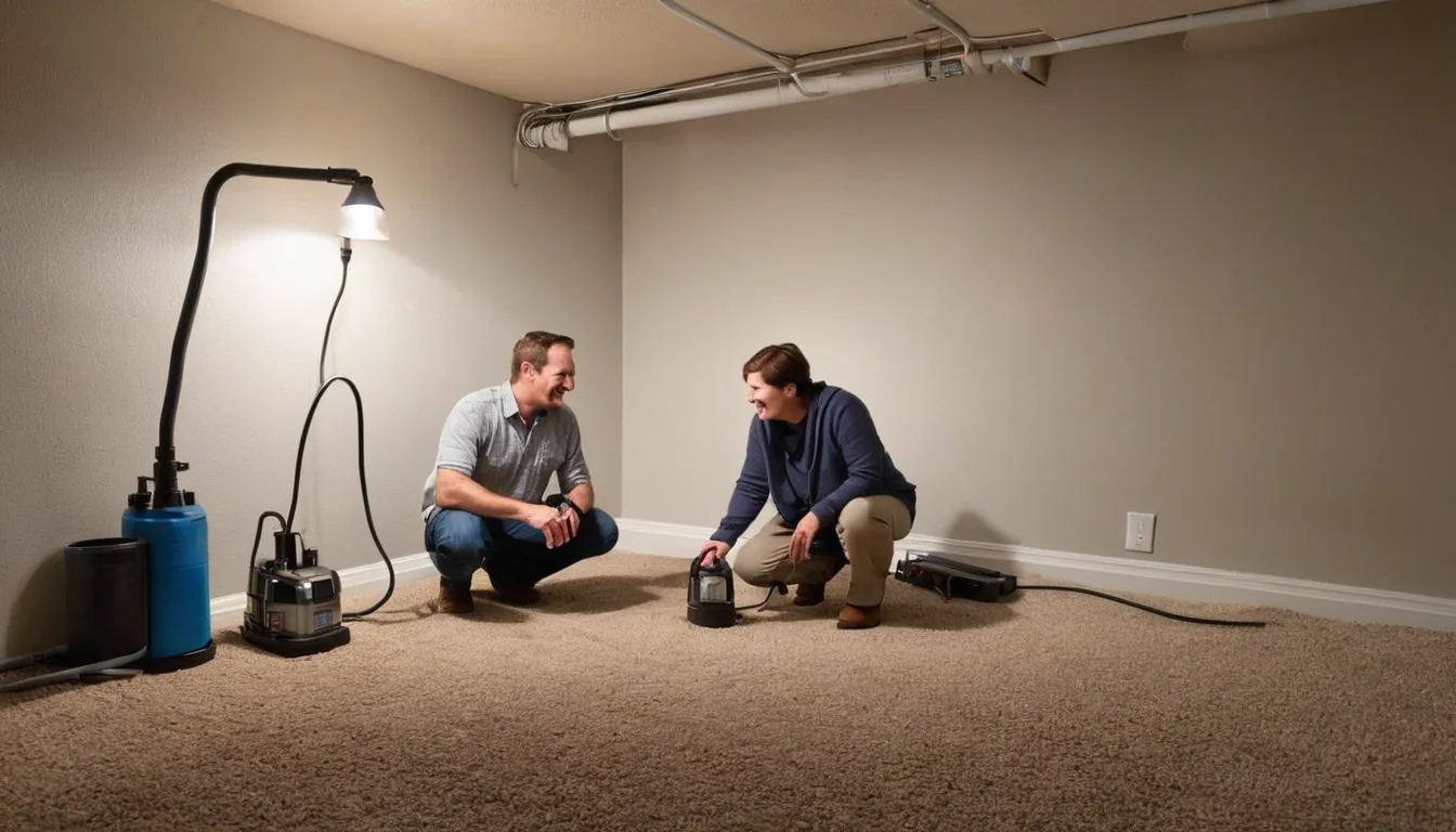 A provider checking a basement window well for pest entry points